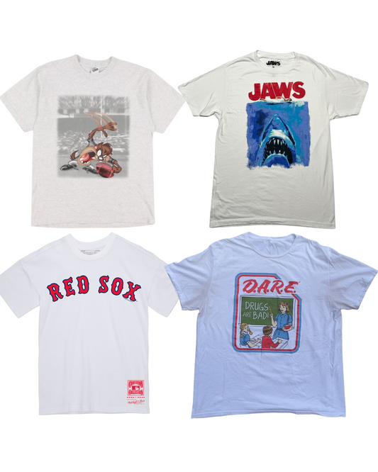 50 x USA Vintage White Printed T-shirts